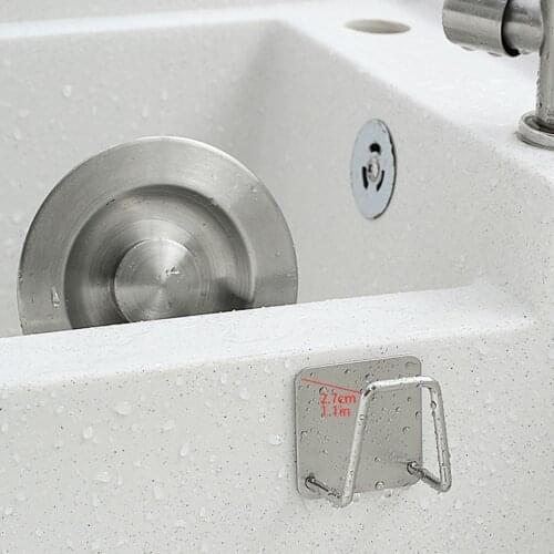 Kitchen Stainless Steel Sponges Holder Self Adhesive Sink Sponges Drain Drying Rack Kitchen Sink Accessories Storage Organizer