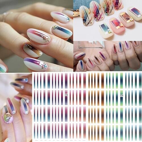 1 sheet Gradient Nail Striping Tape Colorful Lines 3D Nail Polish Stickers Adhesive Nails Strips DIY For Nail Art Decorations