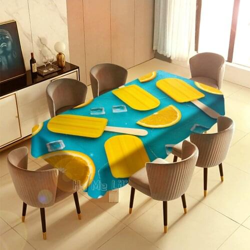 Summer Popsicle Lemon Cool Blue And Yellow Table Cloth Creative Home Decor