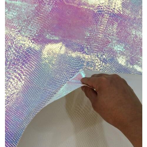Hot fashion synthetic PU Holographic snake skin imitation leather material