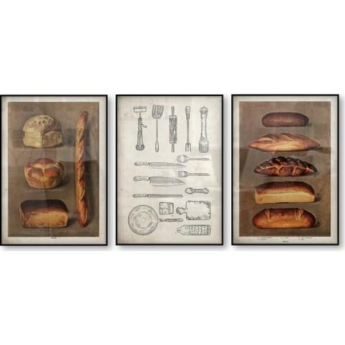 Retro Kitchen Wall Posters Vintage Bread Cookers Canvas Picture Abstract Paintings Modern Home Decor Wall Art Frameless