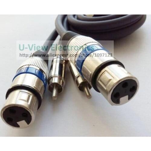 NCHTEK 2M Pure Copper TWO Microphone XLR 3Pin Female Speaker Jack to TWO RCA Male Plug Audio Connector Cable/Free Shipping/1PCS