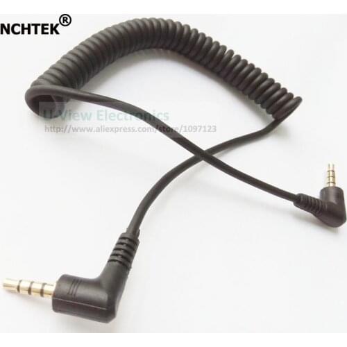 NCHTEK Dual Right Angled 90 Degree 4 Pole 3.5MM Male to Male Audio Stretch Spring Aux Extension Cable/Free DHL Shipping/100PCS