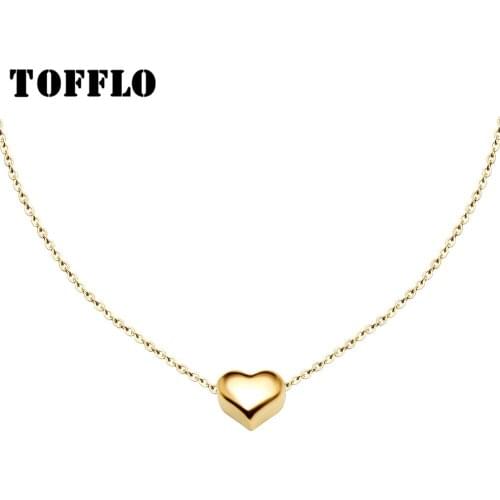 TOFFLO New Fashion Love Necklace Little Peach Heart Lady Valentines Day Confession Gift Stainless Steel Jewelry Necklace BSP034
