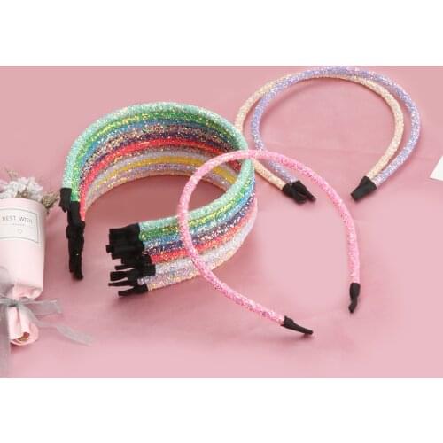 14pcs/lot Girls Glitter Hairbands Children Party Fashion Headbands Sequins Bling Bling Sweet Kids Hair Accessories Head Hoop