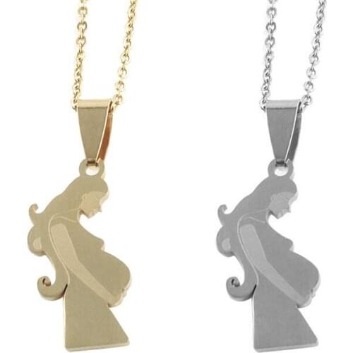 1pcs Gold Silver Color Family Baby Pregnant Mother Maternal Love Stainless Steel Women Girl Custom Pendant Necklace Jewelry Gift