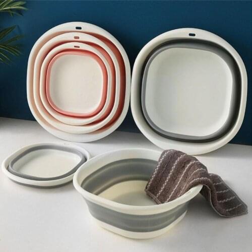 Plastic Folding Basins Portable Wash Basins Folding Bathroom Two Accessories Folding Kitchen Wash Laundry Tub Model Travel C0H7