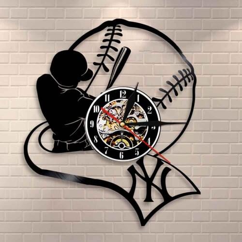 Baseball Housewarming Gift Kids Room Decor Baseball Fan Gift Idea American Professional Baseball Team Vinyl Record Wall Clock