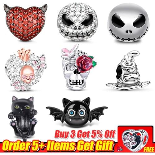 La Menars Original Halloween Bead Charms Fit Pandora Charm Bracelet Genuine 925 Sterling Silver Women Jewelry DIY Making