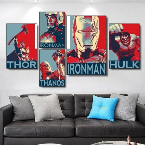 Avengers Superhero Character Iron Man Posters Marvel Wall Art Comics Color HD Canvas Painting Living Room Corridor Bedroom Decor