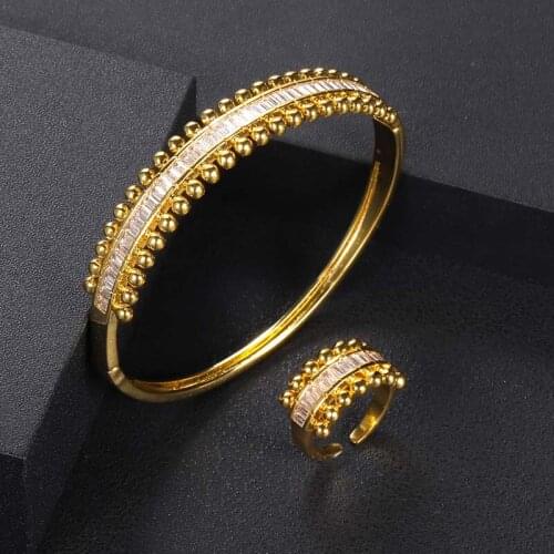 Jankelly Luxury ball shape Bangle Ring Sets Fashion Dubai Silver Bridal Jewelry Sets For Women Wedding brincos para as mulheres