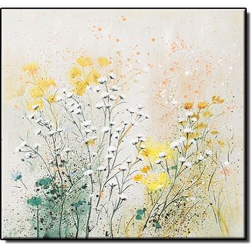 Handpainted Abstract dream white small flowers oil painting wall Art picture on Canvas For Living Room home Decor no framed