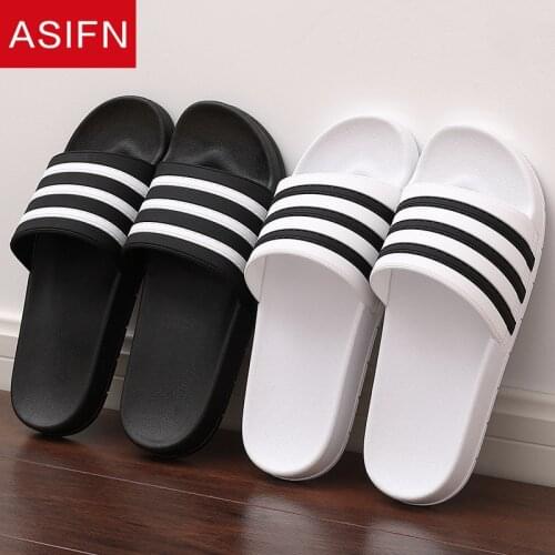 ASIFN Summer Slippers for Men Flip Flops Women Soft Black White Stripes EVA Casual Couple Slides Male Zapatos Mujer Mens Shoes