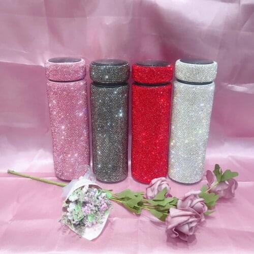 LED Temperature Display Diamond Thermos Coffee Mug Drinking Water Bottle 500ML Stainless Steel 304 Vacuum Flask Tea Coffee Mug