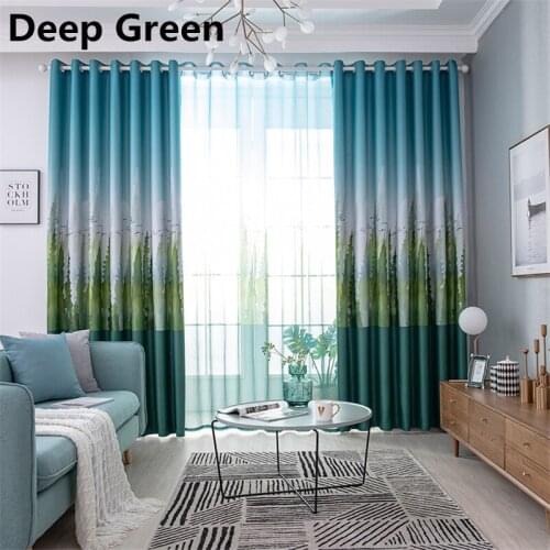 Cedar Print Blackout Curtains Polyester Window Blinds Living Room Bedroom Drapes One Piece
