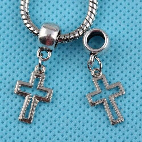 Dangle Hollow Cross Charms Pendant For Jewelry Making Vintage Slver Fashion Findings Accessories Handcraft Gifts DIY Hot W111