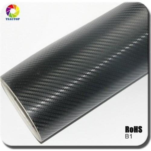 TSAUTOP Size 1.52x 30m 3d carbon film car vinyl wrap Small texture black color B1