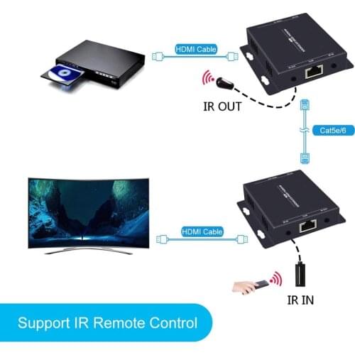 200ft Ultra HD 4K HDMI Extender Over Ethernet Cat5e/6 with IR Supports YUV444 HDMI2.0 EDID