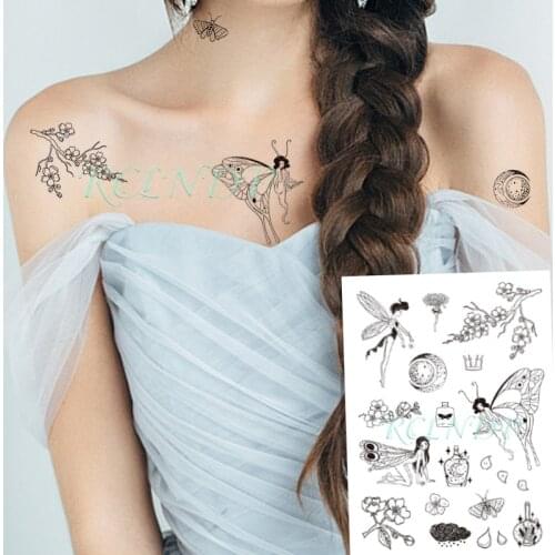 Waterproof Temporary Tattoo Sticker Sexy Butterfly Girl Flower Pattern Moon Star Fake Tatto Flash Tatoo Art for Kids Women Men