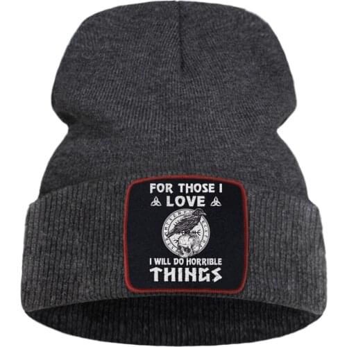 Vikings Crow Standing On Skull Prints Knitted Cap Wool Sport Bonnet Caps Winter Warm 2020 Beanie Hats Thick Soft Skullies Hat