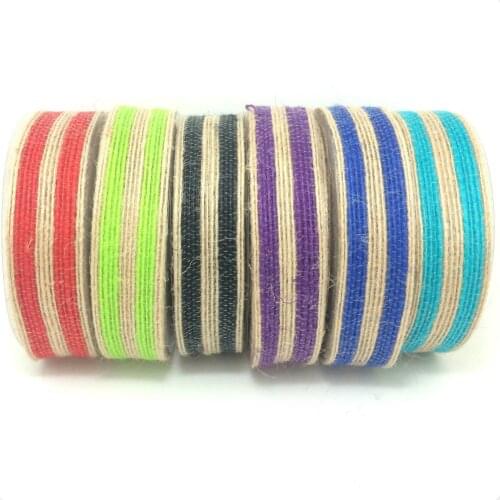 Green 1" 25mm 10yard/rolls Burlap Jute Lace Ribbon Trim Natural Hessian Hemp Ribbon Wedding Scrapbooking Double color cord tape