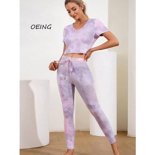 Hooded Seamless Tie Dye Fashion Gym Clothing Yoga Set 2021 Fitness Gym Set Women 2 Piece Set Women