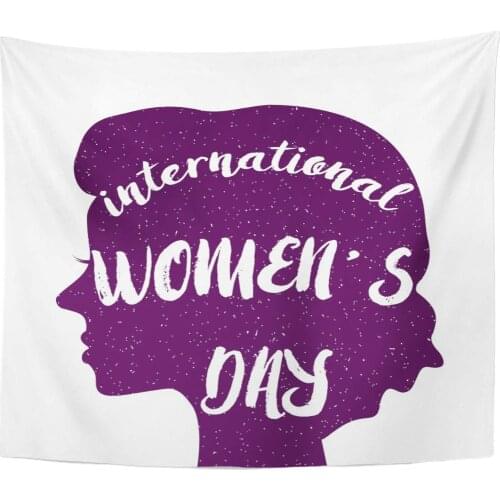 Power Women International Womens Day Design Female Face Silhouette with Text Feminism Protest Tapestry Home Decor Wall Hanging