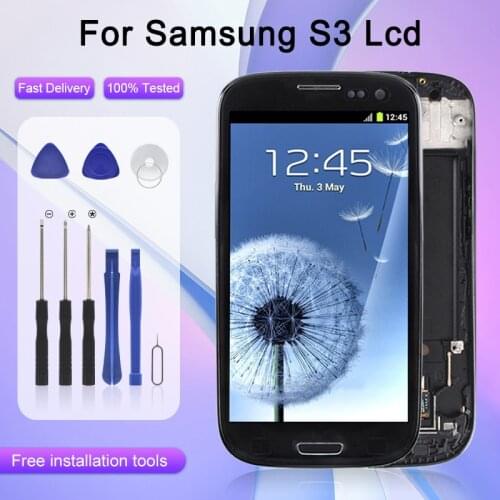 For Samsung Galaxy I9300 Lcd S3 Display Touch Digitizer Assembly I9305 I9301 I535 I747 Screen Free Shipping With Frame