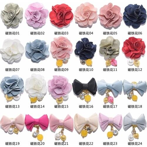 1PC Korean Nail Art Magnet Flower Bownot Charm Nail Jewelry 24 Styles Flower 3D Alloy Nail Charm Metal Rhinestone Nail Art ##24
