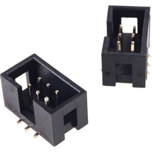 100 Pcs SMT 2.54mm 2x3 Pin 6 P shrouded Box header IDC Socket straight Male 2 rows 2.54 SMD PCB reflow solder