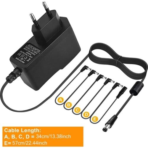 5 Way Electric Guitar Effect Pedal Power Supply Accessories Cables Adapter Guitar Effect Pedal Daisy Chain Wire EU Plug