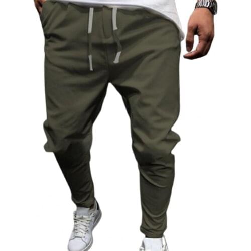 Men Pants with Drawstring Breathable Solid Color Cotton Linen Stretch Elastic Trousers for Daily Wear Casual Pants Clothing2021