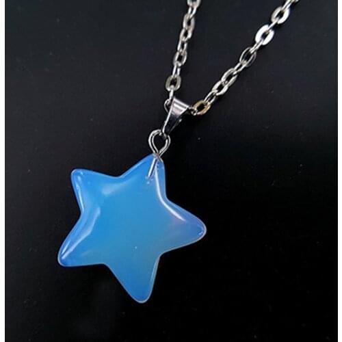 Natural Crystal Fashion Wild Alloy + Opal Pentagram Pendant Necklace Womens Gift Clavicle Chain Jewelry Party Party Jewelry