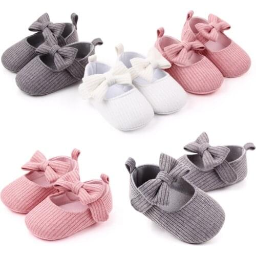 Children Spring Shoes Newborn Infant Baby Girl Boy Soft Crib Shoes Infants Anti-slip Sneaker Solid Bow Prewalker 0-18M