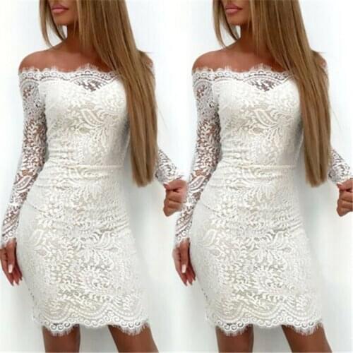Elegant Womens Lace Long Sleeve Neck Collar Skinny Bag Hip Dress Sexy Fringe Side High Waist Solid Color Cutout Party Dress