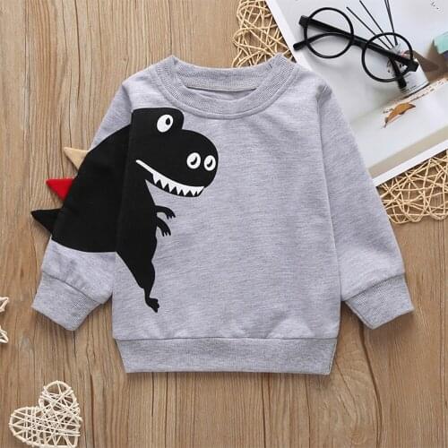 New Baby Girl Boys Girls Cotton Tshirt Cotton Dinosaur Print Long Sleeve T-shirt Children Casual Tee Tops Clothes Kids T Shirts