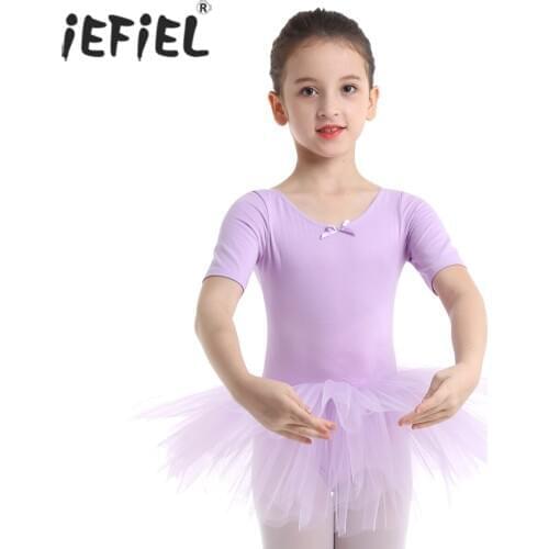 IEFiEL Teen Children Cotton Ballet Tutu Dress Toddler Dance Costumes Gymnastics Leotard for Girls Kids Dancing Class Ballerina