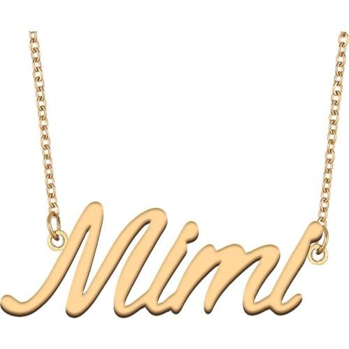 Mimi Name Necklace for Women Stainless Steel Jewelry 18k Gold Plated Nameplate Pendant Femme Mother Girlfriend Gift