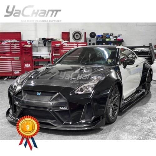 Portion Carbon Fiber Wide Body Kit Fit For 2009-2020 R35 GTR CBA DBA EBA Lifetime Bumper Skirts Fender GT Wing Diffuser