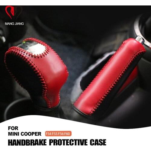 New high qualit gear shift handbrake Protective case Genuine Leather for mini cooper F55 F56 F60 F54 countryman car-styling1pcs