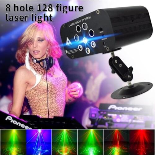 WUZSTAR 8 Holes 128 Pattern DJ Controller Led Lights Laser Projector Stroboscope for Disco Light LED Party Stage Lamp Music Club