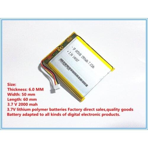 Size 605060 3.7V 1900mah Lithium polymer Battery With Protection Board For MP5 GPS Tablet PC Digital Products Free Shipping