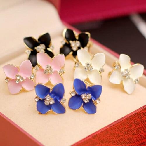 2016 Fashion Womens Stud Earring Rhinestone Decoration Elegant Earrings Ladies Flower Design Sweet Jewelry #ER143