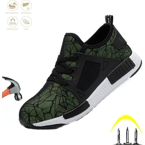 Man Safety Shoes Indestructible Steel Toe Cap Work Boots Lightweight Puncture-Proof Anti-smashing Breathable Comfortable Sneakes