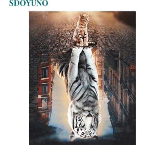 SDOYUNO Paint By Numbers Tigers DIY Oil Painting By Numbers On Canvas Animals Frameless 60x75cm Digital Hand Painting Home Decor