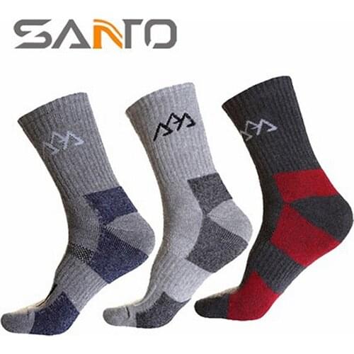 3Pairs/Lot SANTO Quick Drying Men Socks Outdoor Sports Socks For Hiking Cycling Camping Trekking Thick socks