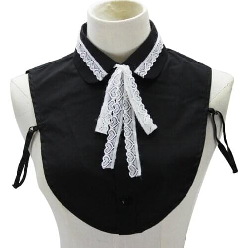 New shirt sweet cotton collar Ladies shirt lapel pearl Spangled Pearl Starry Age-appropriate black white fake collar decoration