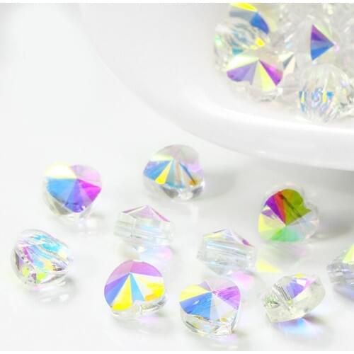 New style!! 8mm 20pcs/bag high quality K9 glass heart shape Beads sew on rhinestones with holes DIY/jewelry accessory