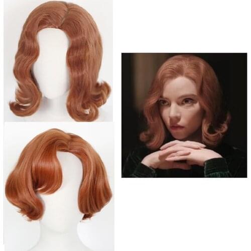 The Queens Gambit Cosplay Wig TV Heroine Beth Harmon Vintage Wig Lovely Retro Beth Lady Curly Hair for retro parties