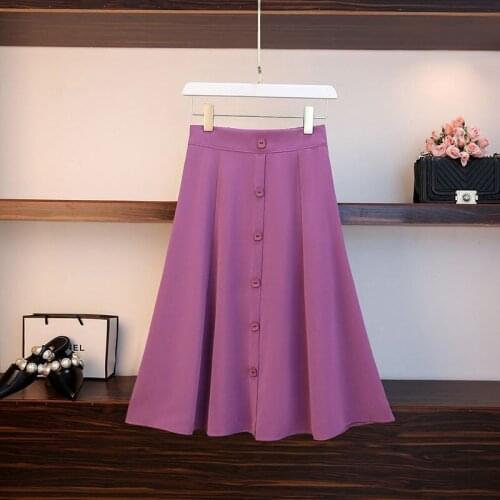 Chiffon Skirt Summer Womens Mid-length 2021 New A-line Cover Across The High-waist Umbrella Skirt Solid Color Skirt